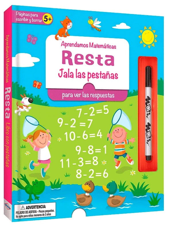 Aprendamos Matemáticas Resta Jala Las Pestañas + Plumón