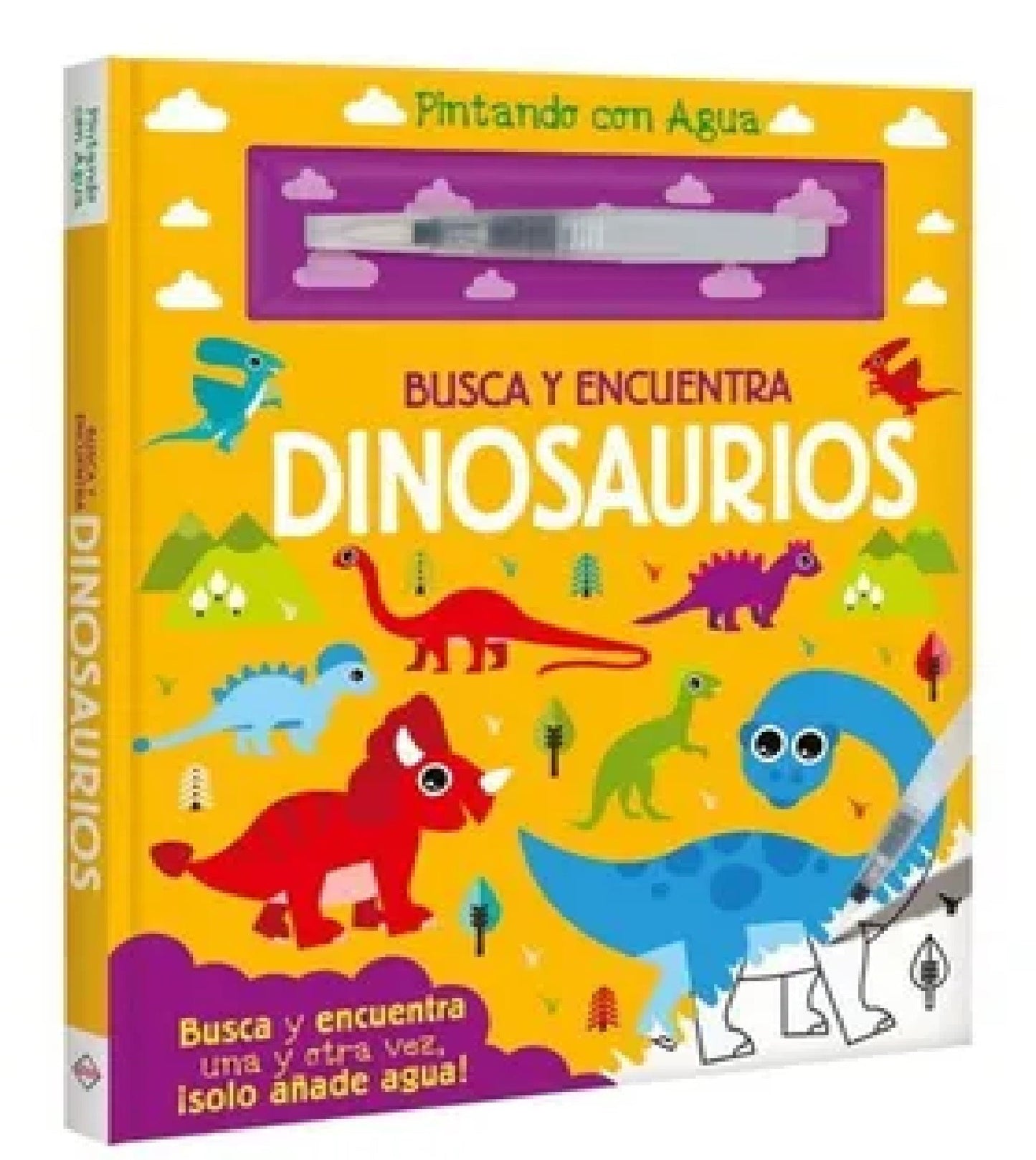 Busca y encuentra dinosaurios. Pintando con agua