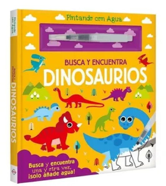 Busca y encuentra dinosaurios. Pintando con agua